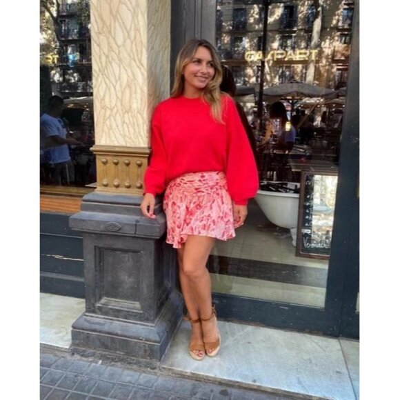 Loavies Cable Knit Born To Love Preppy Oversized Sweater Orange Women's Small - Picture 7 of 16